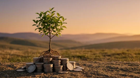 Illustration symbolique d'un capital qui grandit progressivement sur dix ans, évoquant la patience et la stratégie financière