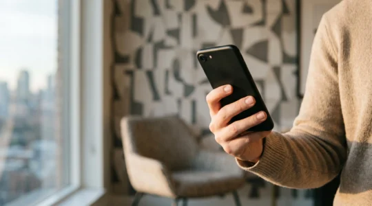 Main tenant un smartphone symbolisant le controle total de ses operations bancaires