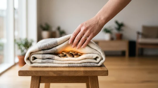 Illustration symbolique d'un matelas de sécurité financière se construisant progressivement, représentant l'épargne mensuelle sur 12 mois