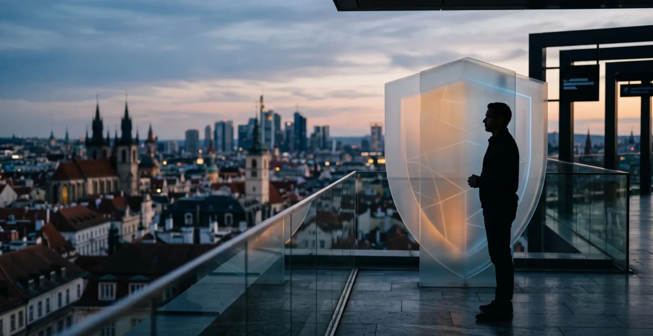 Silhouette symbolisant la protection financière et numérique contre le piratage et l'usurpation d'identité