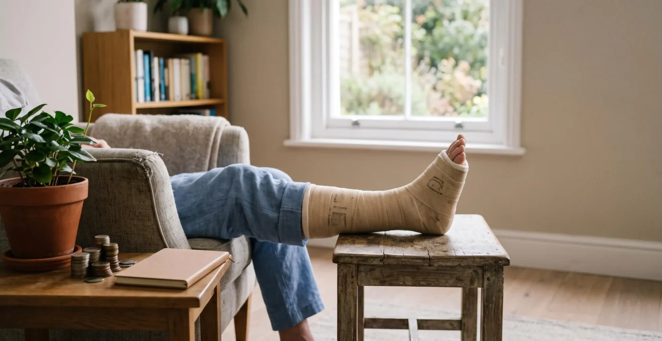Illustration symbolique d'une personne en convalescence gérant sereinement ses finances après un accident